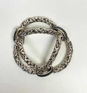 Charles Krypell 14K/925 White Gold + Colored Diamond 3.40 ct Link Bracelet - Picture 1 of 15