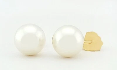 PENDIENTE PERLAS ORIGINALES ORO AMARILLO 14K - Nuevo Con Etiqueta - 6 mm Foto 1 de 4