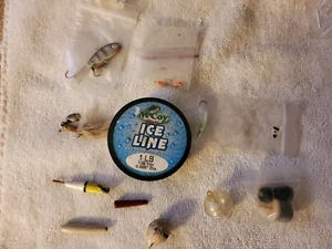 Ice Fishing Bobbers, Jigging Minnow Lures, Line, Teardrop Jigs Total 14 Items - Picture 1 of 8