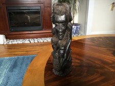 8" HIGH WOODEN CARVED AFRICAN SCULPTURE - Tree of Life/Family Tree