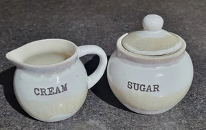 Sheffield Home Tan Glazed Creamer & Lidded Sugar Bowl Set Kitchen Dining Servewa - Picture 1 of 4