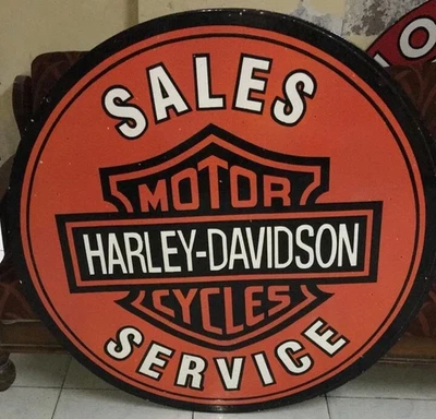 Harley Davidson  Porcelain Enamel Heavy Metal Sign Variation Double Side - Image 1 of 2