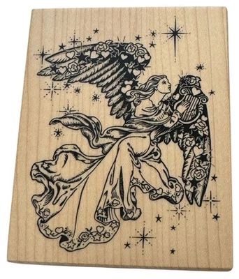 PSX Sello de Goma Navidad Ángel Arpa Música Vacaciones Religioso Victoriano K-1332 Foto 1 de 4