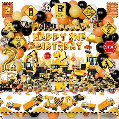 Construction Party Decorations for 2 Year Old Boy, 128Pcs Truck Construction ... - Image 1 of 4