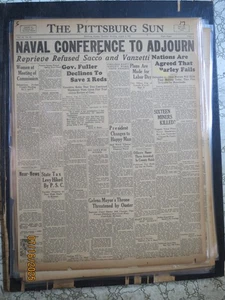 Sacco& Vanzetti History Newspaper 1927 REPRIEVE REFUSED BY GOVERNOR - Imagen 1 de 1