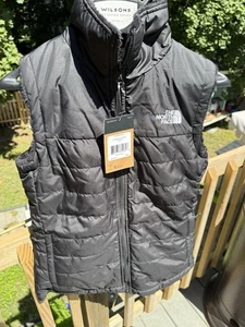 The North Face Mossbud Insulated Reversible Fleece Puffer Vest Black Women Small - Picture 1 of 6