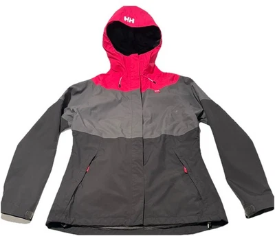 Chaqueta impermeable Helly Hansen Helly Tech para mujer grande gris y rosa a prueba de viento Foto 1 de 4
