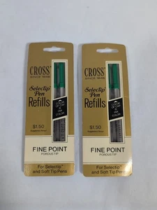 Vintage Cross Selectip weiche Spitze Stiftminen grüne Tinte 2er-Pack feine Spitze Posten Neu aus altem Lagerbestand - Bild 1 von 2