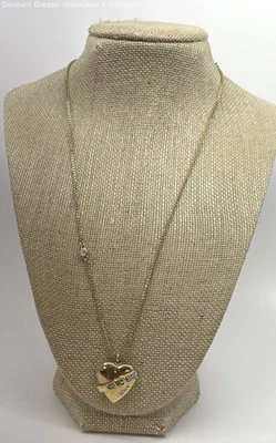 Juicy Couture Gold Tone Rhinestone Belted Puffy Heart Necklace 11.7g - Image 1 of 4