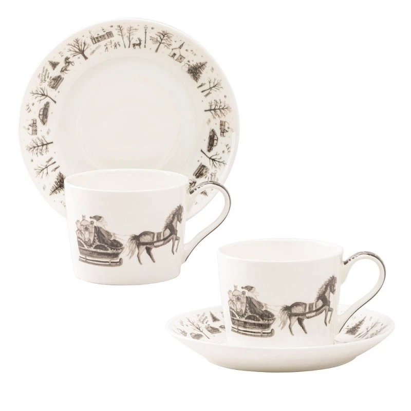 Grace's Wonderland Negro Carro de Navidad Hueso China Taza Platillo, S/4 Foto 1 de 1