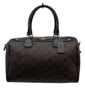Coach Bennett Satchel In Signature Canvas Brown Black Purse Handbag Designer - Picture 1 of 9