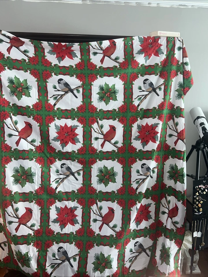 Cortina de ducha vintage de Navidad de pascua y pájaros ropa de cama 72x70 Foto 1 de 4