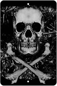 Grunge Skull and Bones Aluminium Schild - Bild 1 von 3