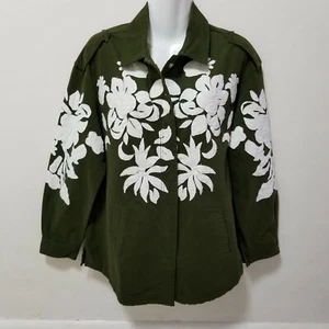 Sfera Collection Womens Jacket Utility Floral Patches Embroidery Green Zip Up S - Bild 1 von 12