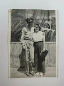 Vintage B&W Picture - Photo of a Military Man w/ his Sweetheart 2.5"x3" - Picture 1 of 4