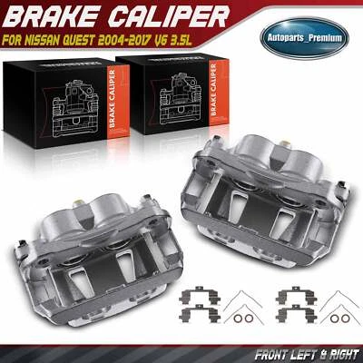 Par de pinzas de freno de disco delanteras con soporte para Nissan Quest 2004 2005 2006-2017 Foto 1 de 4