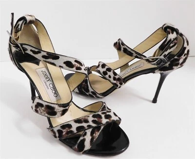 Jimmy Choo Animal Print pelo de becerro punta abierta tacones Italia 37 Foto 1 de 4