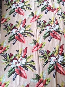 Vintage Barkcloth Fabric 2 Panels Both 46" x 2 1/4 Yards Curtains Drapes - Picture 1 of 9