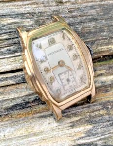Wittnauer Art Deco Gold Tone Barrel/10T 15J AXA Swiss Men's Watch Parts/Repair - Picture 1 of 10