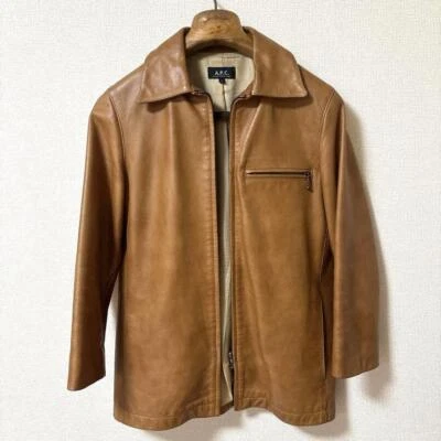 A.P.C. Leather Riders Jacket Brown Men's Size S From Japan i7732 - Image 1 of 4