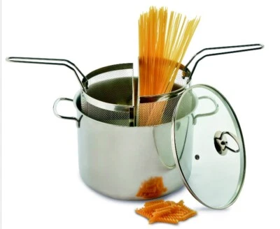 GNALI REALTERM BIPASTA PASTAIOLA CUOCI PASTA 2 CESTELLI INOX 18/10 CM 24 7,5 Lt - Immagine 1 di 2