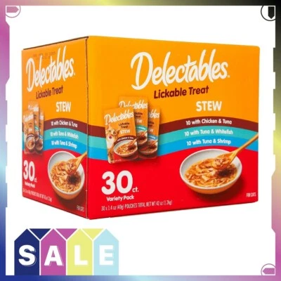 Hartz Delectables Stew Lickable Wet Cat Treats Variety Pack, 30 Count