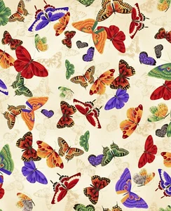 Tela 100% algodón Timeless Treasures Koko Butterflies Cream vendido por 1/2 metro - Imagen 1 de 2