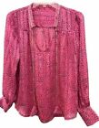 Pink long sleeve blouse floral/gold Barbiecore - tassels Small Indie Boho