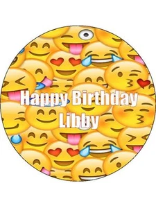 Emoji Feliz Cumpleaños 7.5" ICING DISC Comestible Pastel Topper - Imagen 1 de 1