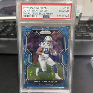 2020 Panini Prizm Jonathan Taylor No Huddle Blue Prizm PSA 10 Gem Mint /79 RC