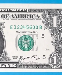 E 12345600 B : Partial Ladder $1 One Dollar Bill Fancy Serial # *UCN* - Picture 1 of 3