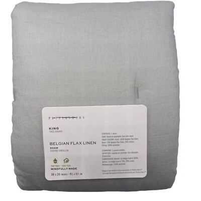 Pottery Barn lino belga King Sham solo algodón gris suave Foto 1 de 3