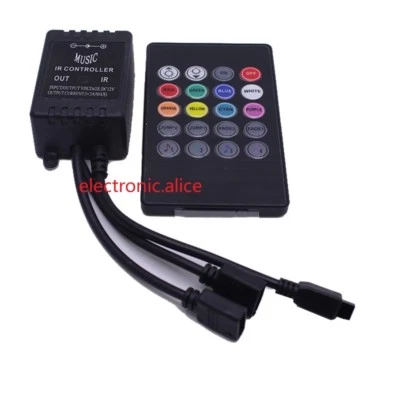 DC12V 20Key Double Outputs RGB IR Remote Music controller For 5050 RGB led strip - Image 1 of 4