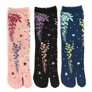 Wrapables Tabi Flip-Flop Socks (Set of 3), Romantic Floral, Pink Black, Blue - Picture 1 of 4
