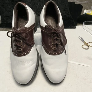 FootJoy Mens Oxford Golf Shoes 8.5 M Classic Spike Saddle TURFMASTER White Brown - Bild 1 von 10
