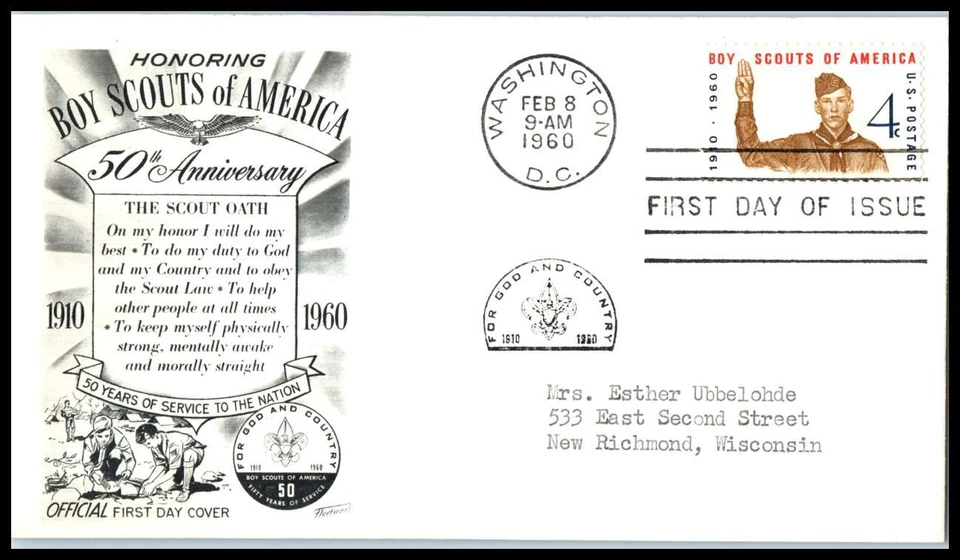 1960 Boy Scouts BSA 50th year Sc 1145 FDC with premium Fleetwood cachet (H39 - Image 1 of 1