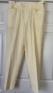 Pantalone Hertling giallo e bianco Seersucker a righe estivo nuovo taglia 36 x 32 - Foto 1 di 11
