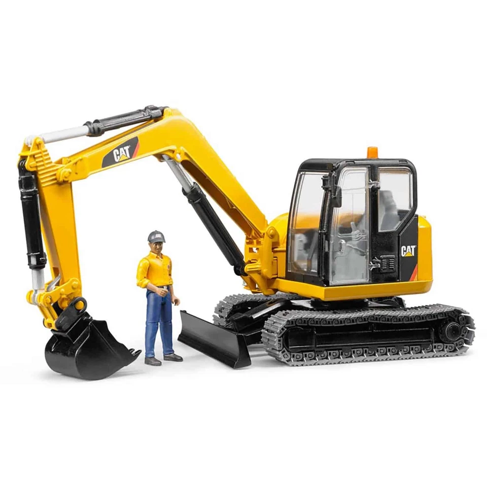 BRUDER Toys Cat Mini Excavator With Worker Vehicle 02467