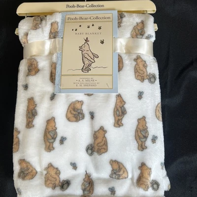 New- Soft Plush Fleece CLASSIC POOH & Honey Pot Baby BLANKET 30x40" - Image 1 of 4