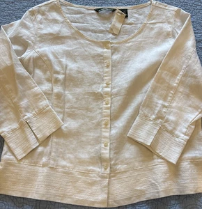NWT Eddie Bauer Womens Large 100% Linen Long Sleeve Top - Picture 1 of 8