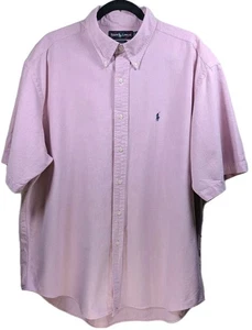 Polo Ralph Lauren Shirt Mens XL Pink Short Sleeve Oxford Button Down 90s - Picture 1 of 13