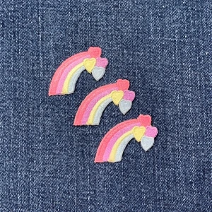 3-Pack Rainbow Hearts Applique Patch - Cute Embroidered Badges 1-3/8" (Iron On) - Picture 1 of 2