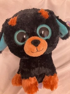 Ty Beanie Boos💜Tuffy The Rottweiler Dog Solid Eyes 9" Medium New MWMT - Picture 1 of 1