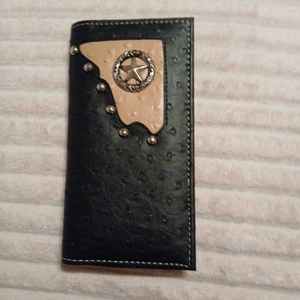 Billetera plegable Western hecha a mano de cuero genuino adorno de estrella  - Imagen 1 de 4