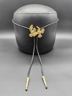 Галстук Fighting Eagles Bolo Bola черный кожаный мужской ковбойский винтажный - Изображение 1 из 4