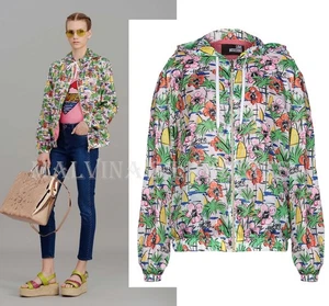 LOVE MOSCHINO JACKET HAWAIIAN PRINT TECHNO WINDBREAKER HOODED sz IT 40 US 4 - Picture 1 of 12