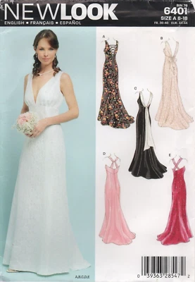 New Look Sewing Pattern 6401 Dress Long Train Wedding Low Back Size 8 - 18 New - Image 1 of 4