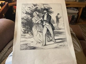VINTAGE DRESSED UP COUPLE DANCING IN THE WOODS ART PRINT - Picture 1 of 5
