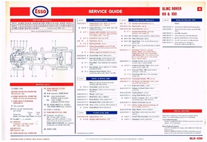 ROVER P4 80 & 100 SALOON (1959-62) ESSO MAINTENANCE & LUBRICATION CHART - Picture 1 of 1
