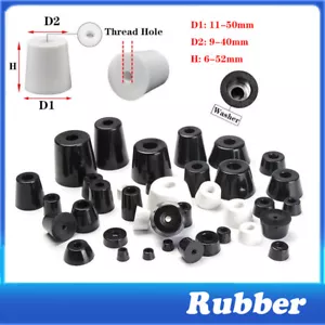 Rubber Table Chair Furniture Feets Buffer Stopper 6mm-52mm Height - White/Black - Picture 1 of 10